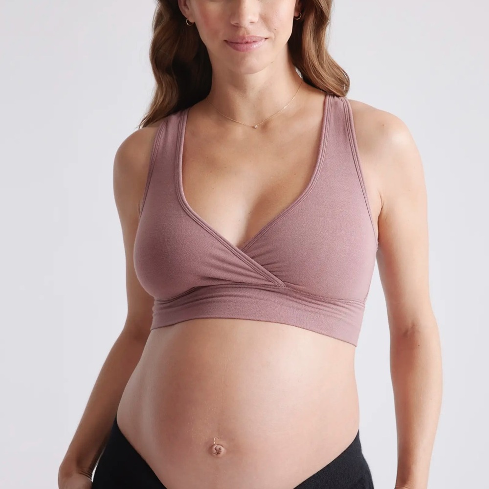 Quince French Terry Modal Maternity & Nursing Bra 2-Pk sz M Medium Twilight Pink